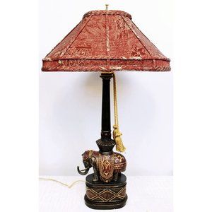 VTG Underwriters Laboratories 31" Lamp Circus Elephant Animal Rustic Resin Base